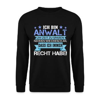 Anwalt - Unisex Pullover - Schwarz - Vorne - Alina (178cm) & Michal (187cm)
