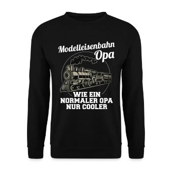 Modelleisenbahn Opa Spruch Großvater Geschenk - Unisex Pullover - Schwarz - Vorne - Alina (178cm) & Michal (187cm)