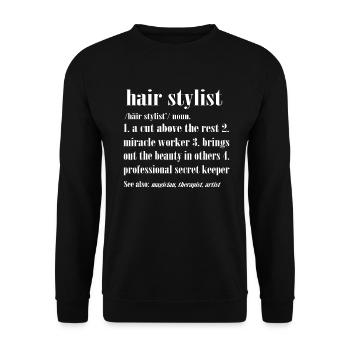 hair stylist - Unisex Sweatshirt - black - Front - Alina (178cm) & Michal (187cm)