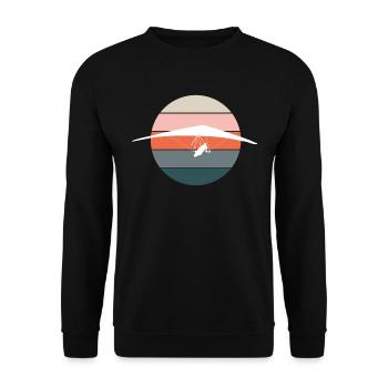 Drachenfliegen Drachenflieger Hängegleiter Retro - Unisex Pullover - Schwarz - Vorne - Alina (178cm) & Michal (187cm)
