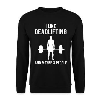 Kreuzheben Deadlift Spruch Bodybuilding Geschenk - Unisex Pullover - Schwarz - Vorne - Alina (178cm) & Michal (187cm)