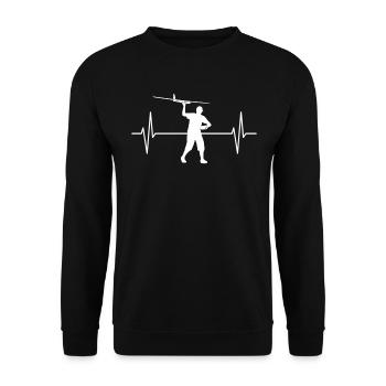 Model Flight Model Maker Airplane ECG Line Gift - Unisex Sweatshirt - black - Front - Alina (178cm) & Michal (187cm)