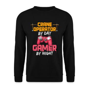 Crane operator and gamer - Unisex Sweatshirt - black - Front - Alina (178cm) & Michal (187cm)