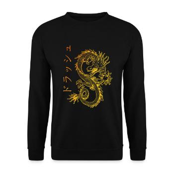 Dragon Streetwear e-girl esthétique e-boy kanji - Sweat-shirt Unisexe - noir - Devant - Alina (178cm) & Michal (187cm)