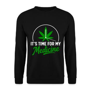 Its Time for my Medicine Weed Cannabis - Unisex Pullover - Schwarz - Vorne - Alina (178cm) & Michal (187cm)