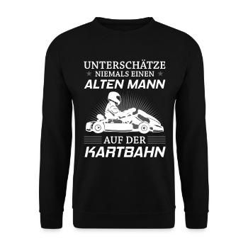 Kart Gokart Kartsport Kartfahrer Opa Papa Geschenk - Unisex Pullover - Schwarz - Vorne - Alina (178cm) & Michal (187cm)
