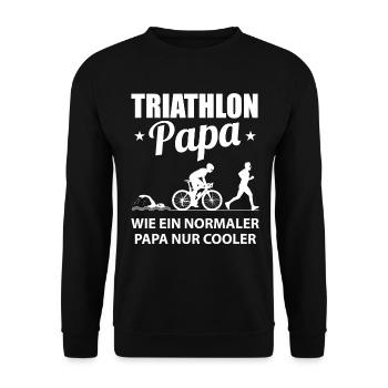 Triathlon Papa Vater Ausdauersport Geschenk - Unisex Pullover - Schwarz - Vorne - Alina (178cm) & Michal (187cm)