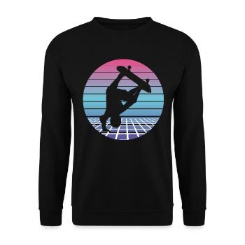 Skateboarder Skater Skate Retro Vintage Geschenk - Unisex Pullover - Schwarz - Vorne - Alina (178cm) & Michal (187cm)