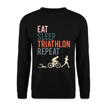 Triathlon Ausdauersport Mehrkampf Spruch Geschenk - Unisex Pullover - Schwarz - Vorne - Alina (178cm) & Michal (187cm)