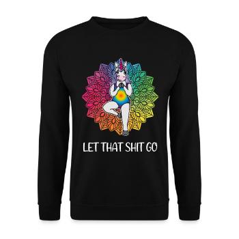Funny Yoga Unicorn Saying Mandala Gift - Unisex Sweatshirt - black - Front - Alina (178cm) & Michal (187cm)