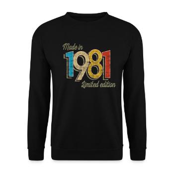 1981 Vintage Birthday Retro Gift Idea - Unisex Sweatshirt - black - Front - Alina (178cm) & Michal (187cm)