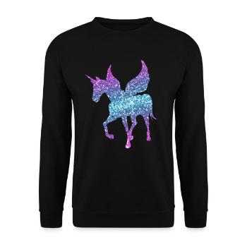 Licorne cadeau fille femmes paillettes Unicorn - Sweat-shirt Unisexe - noir - Devant - Alina (178cm) & Michal (187cm)