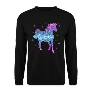 Licorne cadeau fille femmes paillettes Unicorn - Sweat-shirt Unisexe - noir - Devant - Alina (178cm) & Michal (187cm)