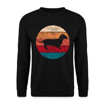 Dachshund Dog Dachshund Dog Dachshund Puppy Gift Retro - Unisex Sweatshirt - black - Front - Alina (178cm) & Michal (187cm)