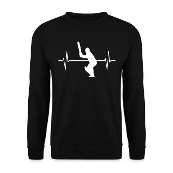 Cricket Spieler Fans Herzschlag Linie Geschenk - Unisex Pullover - Schwarz - Vorne - Alina (178cm) & Michal (187cm)