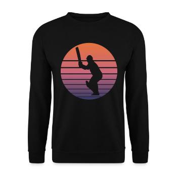 Cricket Players Fans Cricket Gift Retro - Unisex Sweatshirt - black - Front - Alina (178cm) & Michal (187cm)