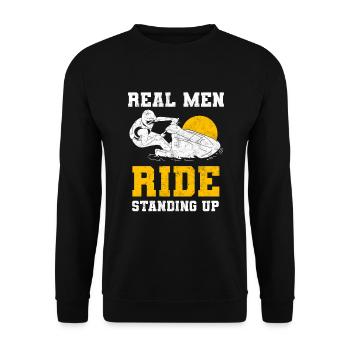 Real Men Ride Standing Up Jet Ski - Unisex Pullover - Schwarz - Vorne - Alina (178cm) & Michal (187cm)