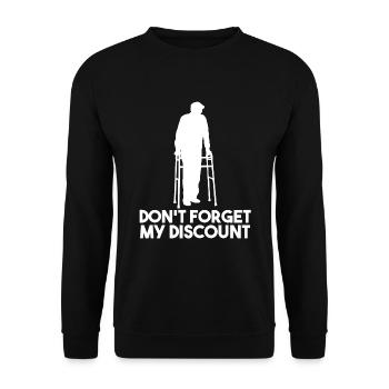 Don't Forget My Discount Pensioner Discount - Unisex Sweatshirt - black - Front - Alina (178cm) & Michal (187cm)