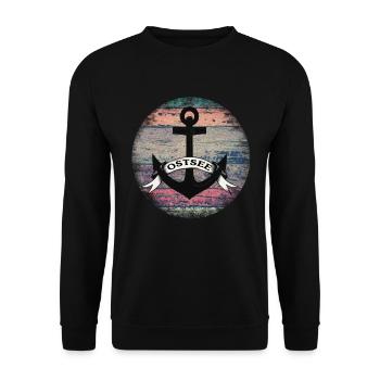 Ostsee Anker Vintage - Unisex Pullover - Schwarz - Vorne - Alina (178cm) & Michal (187cm)