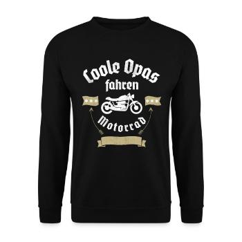 Coole Opas fahren Motorrad Morradfahrer Opa Biker - Unisex Pullover - Schwarz - Vorne - Alina (178cm) & Michal (187cm)
