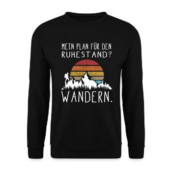 Wandern Ruhestand Berge Wald Geschenkidee - Unisex Pullover - Schwarz - Vorne - Alina (178cm) & Michal (187cm)