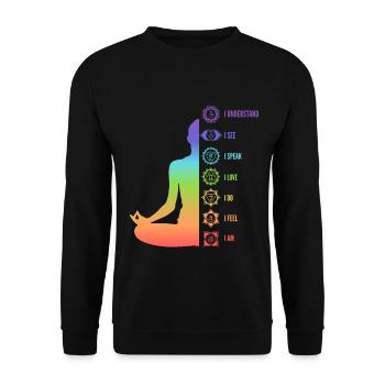 Chakra Energy Alignment Meditation Design - Unisex Sweatshirt - black - Front - Alina (178cm) & Michal (187cm)