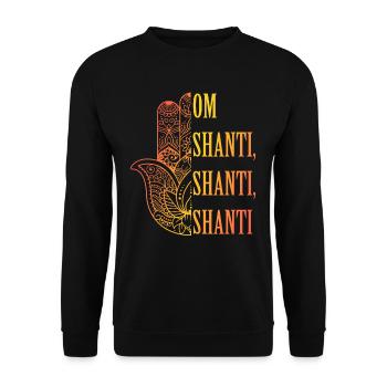 Om Shanti Hamsa Spiritual Peace Design - Unisex Sweatshirt - black - Front - Alina (178cm) & Michal (187cm)