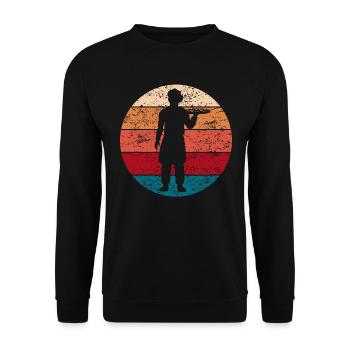 Pizzaiolo Pizzeria Cuisine Retro Vintage Cadeau - Sweat-shirt Unisexe - noir - Devant - Alina (178cm) & Michal (187cm)