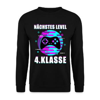 4. Klasse Gamer Zocker Spruch Schulbeginn Geschenk - Unisex Pullover - Schwarz - Vorne - Alina (178cm) & Michal (187cm)
