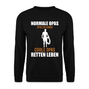 Bademeister Rettungsschwimmer Opa Spruch Geschenk - Unisex Pullover - Schwarz - Vorne - Alina (178cm) & Michal (187cm)
