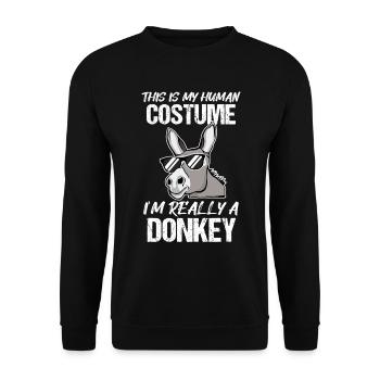 Esel Halloween Kostüm Geschenk Lustiger Spruch - Unisex Pullover - Schwarz - Vorne - Alina (178cm) & Michal (187cm)