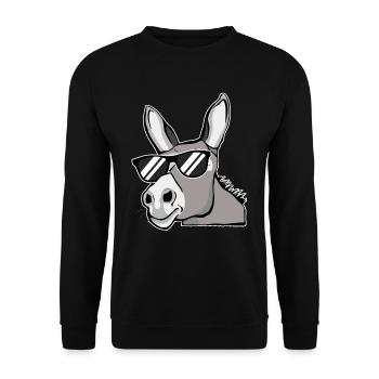 Esel Mit Sonnenbrille Hausesel Farm Tiere Geschenk - Unisex Pullover - Schwarz - Vorne - Alina (178cm) & Michal (187cm)