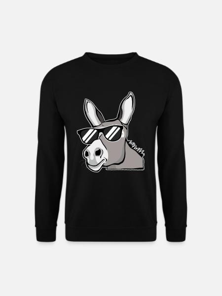 Esel Mit Sonnenbrille Hausesel Farm Tiere Geschenk - Unisex Pullover - Schwarz