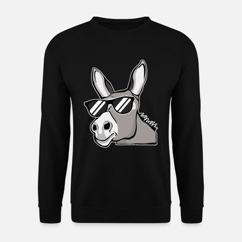 Esel Mit Sonnenbrille Hausesel Farm Tiere Geschenk - Unisex Pullover - Schwarz