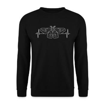 Motte Nachtfalter EKG Linie Insekten Geschenk - Unisex Pullover - Schwarz - Vorne - Alina (178cm) & Michal (187cm)