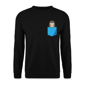 Otter Fischotter Lustiger Spruch Marder Geschenk - Unisex Pullover - Schwarz - Vorne - Alina (178cm) & Michal (187cm)
