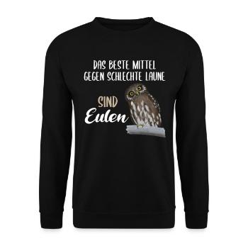Eule Süßer Uhu Vogel Lustiger Spruch Geschenk - Unisex Pullover - Schwarz - Vorne - Alina (178cm) & Michal (187cm)