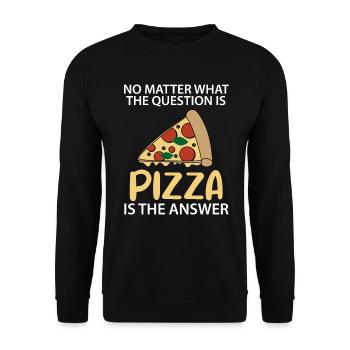 Pizza Italien Essen Lustiger Spruch Geschenk - Unisex Pullover - Schwarz - Vorne - Alina (178cm) & Michal (187cm)