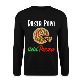 Pizza Papa Spruch Italien Essen Herren Geschenk - Unisex Pullover - Schwarz - Vorne - Alina (178cm) & Michal (187cm)