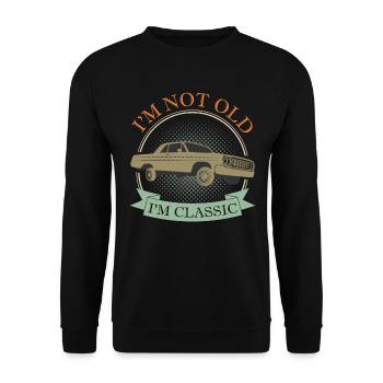 Oldtimer Classic Saying Birthday Gift - Unisex Sweatshirt - black - Front - Alina (178cm) & Michal (187cm)
