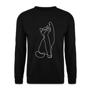 Cat Kitten Line Art Abstract Art Gift - Unisex Sweatshirt - black - Front - Alina (178cm) & Michal (187cm)