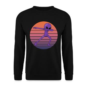 Dabbing Alien Dab Extraterrestrial Retro Gift - Unisex Sweatshirt - black - Front - Alina (178cm) & Michal (187cm)