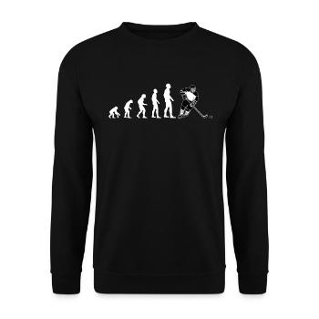 Eishockey Hockey Spieler Evolution Geschenk - Unisex Pullover - Schwarz - Vorne - Alina (178cm) & Michal (187cm)