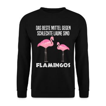 Flamingo Vogel Lustiger Spruch Zoo Tier Geschenk - Unisex Pullover - Schwarz - Vorne - Alina (178cm) & Michal (187cm)