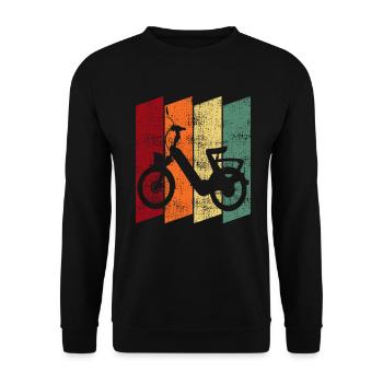Mofa Moped Mofafahrer Zweirad Retro Geschenk - Unisex Pullover - Schwarz - Vorne - Alina (178cm) & Michal (187cm)