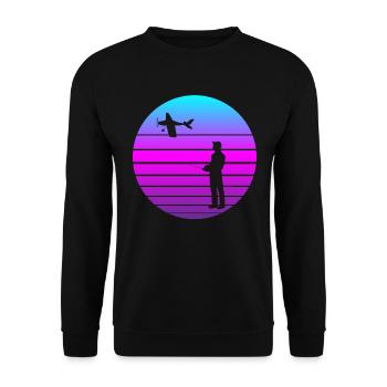 Modèle d’avion RC Volant Rétro Vintage Cadeau - Sweat-shirt Unisexe - noir - Devant - Alina (178cm) & Michal (187cm)