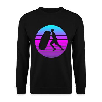 Bodybuilder Kraftsport Tire Flip Retro Gift - Unisex Sweatshirt - black - Front - Alina (178cm) & Michal (187cm)