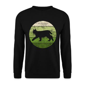 Lynx Retro Forest Animals Animal Lovers Gift - Unisex Sweatshirt - black - Front - Alina (178cm) & Michal (187cm)