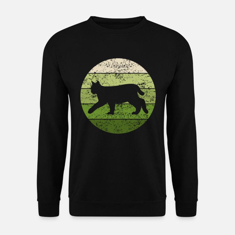 Luchs Retro Waldtiere Tierliebhaber Geschenk - Unisex Pullover - Schwarz