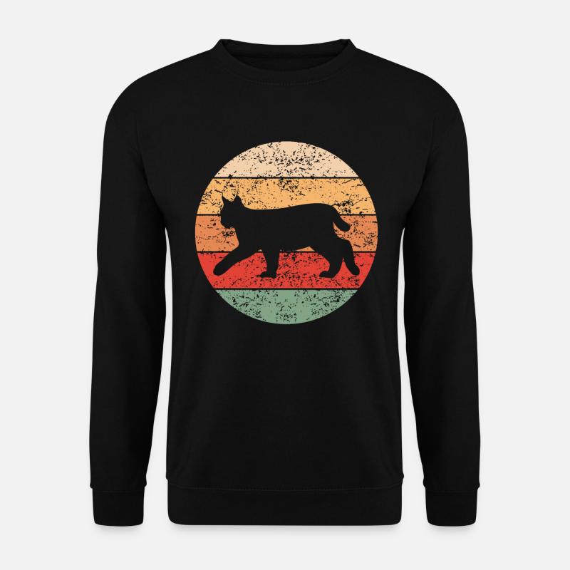 Luchs Retro Waldtiere Tierliebhaber Geschenk - Unisex Pullover - Schwarz